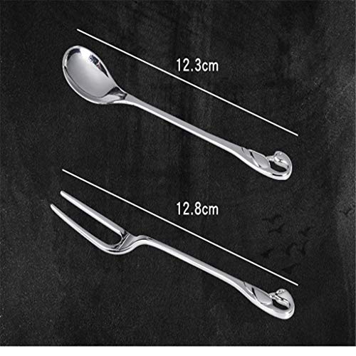 MIS1950s Stainless Steel Dinnerware Set & Fruit Fork Set & Dessert Flatware Set, Decorative Swan Base Holder with 3 Forks and 3 Spoons for Dining Room (Silver) - Thumbnail 5