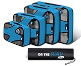Packing Cubes-4 Set Travel Luggage Packing Organizers with Laundry Bag (Blue)