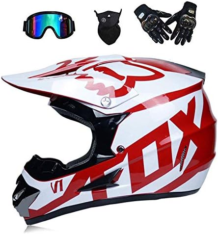 Adult Motocross Helmet MX Off Road Helmet Scooter ATV Helmet D.O.T Certified Multicolor with Goggles Gloves andMask