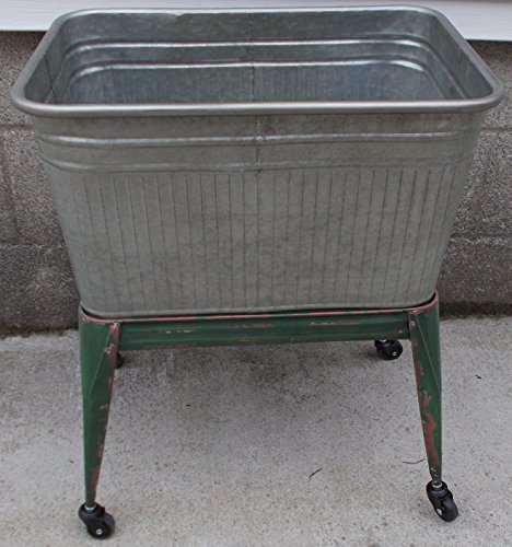Large Metal Freestanding Farmhouse Planter on Casters - Beverage Holder Bucket
