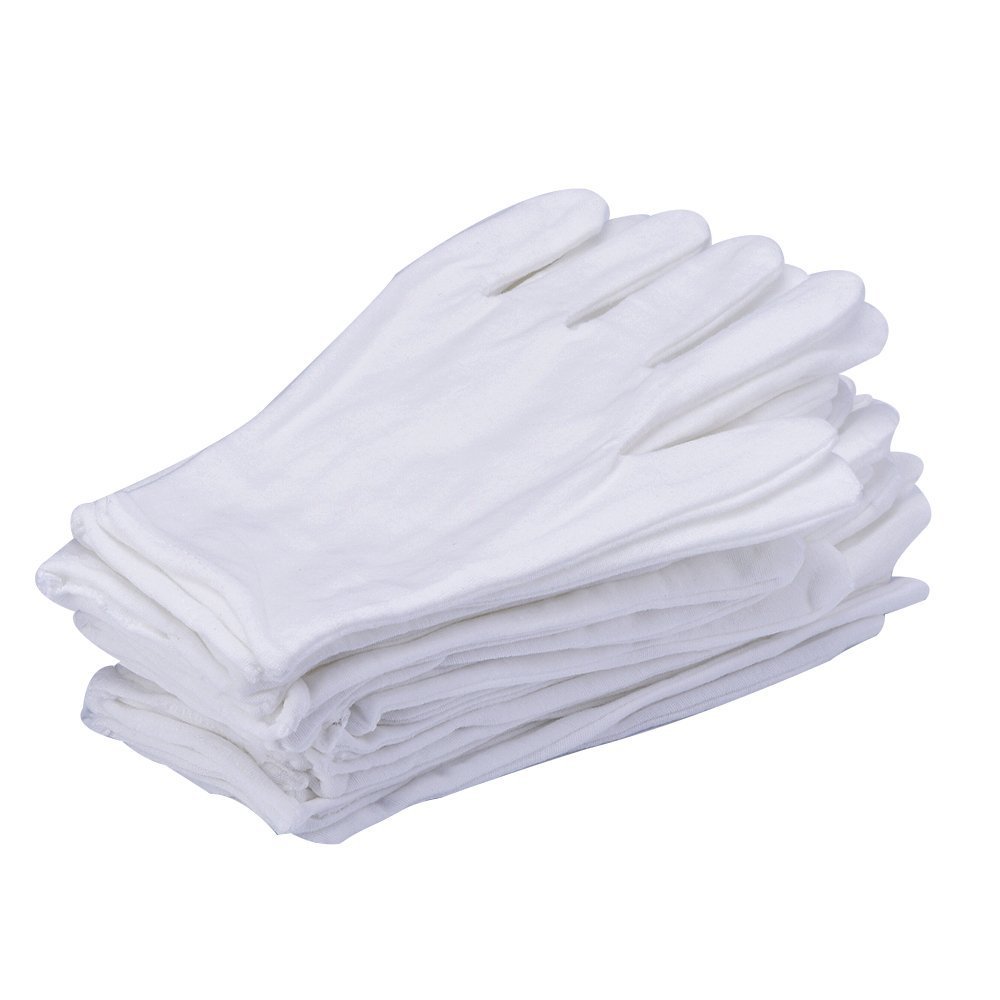 lansue 12Pcs/6 Pairs 8.27 Inches White Cotton Gloves Work Gloves One Size