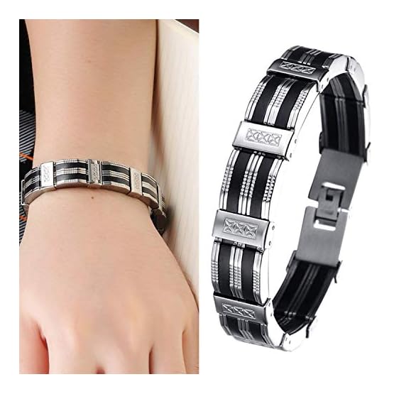 Pulsera Oidea de cadena de bicicleta para hombre, de acero inoxidable, 13 mm de ancho, para el motorista, pulsera gruesa de muñeca izquierda de eslabones, pulida, color negro, plata y oro - Imagen 7