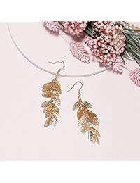 Pendientes largos con diseño de hojas de filigrana y varias capas de estilo bohemio
