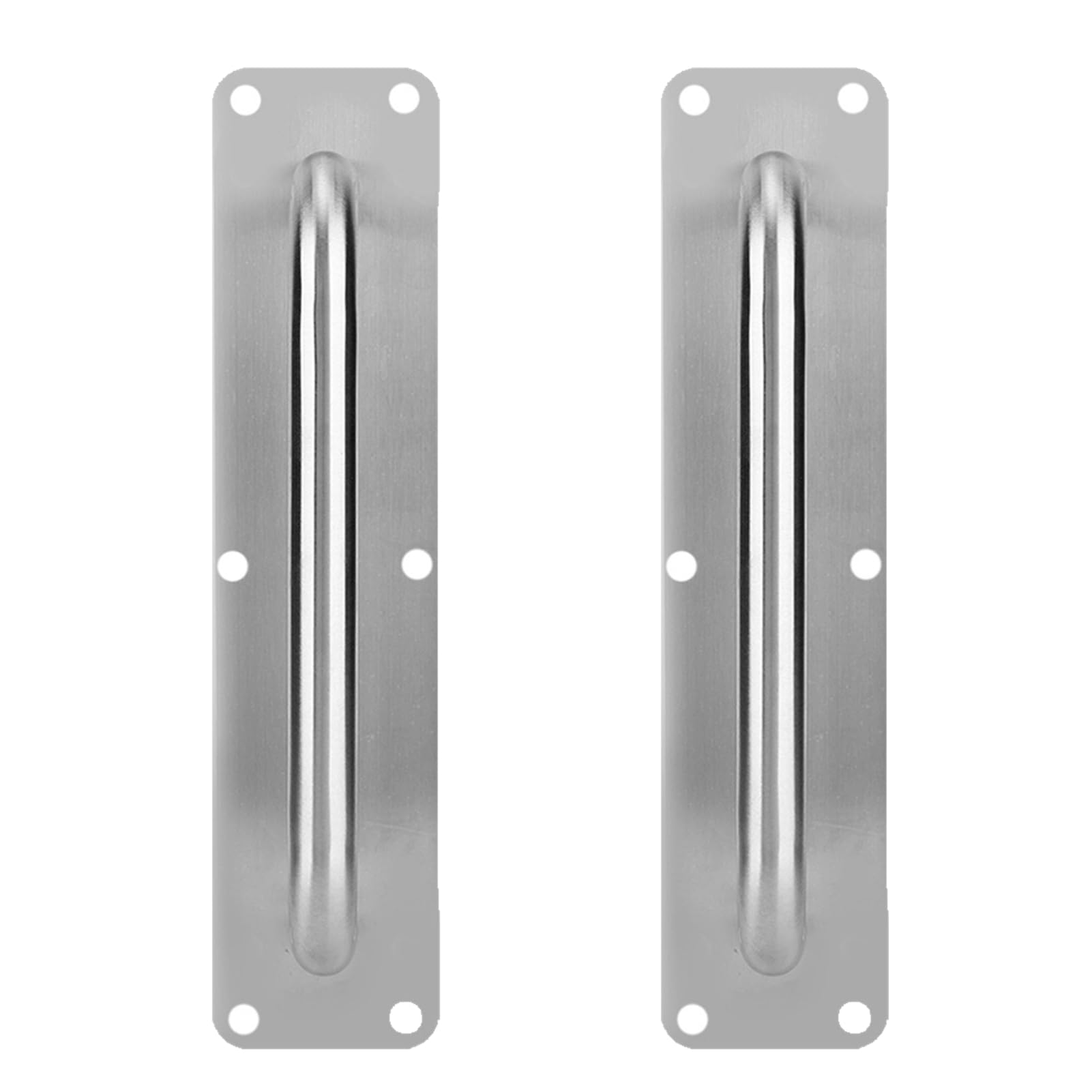 Gsycle 2Pcs Modern Stainless Steel Pull Handles, Oval & Square Sizes, Silver, 2 Count, Includes Screws, Suitable for Internal/External Doors
