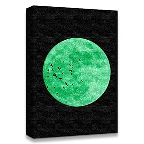 Abstract Green Moon with Pop up Black Pattern...