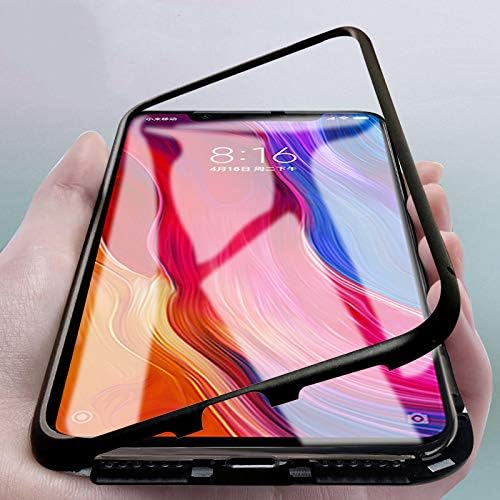 Magnetic flip case for Huawei nova 3 3i 2S case for Huawei P20 lite P20 pro case Glass Back Metal Frame for Huawei p Smart Plus (Black RED - for Nova 3i)