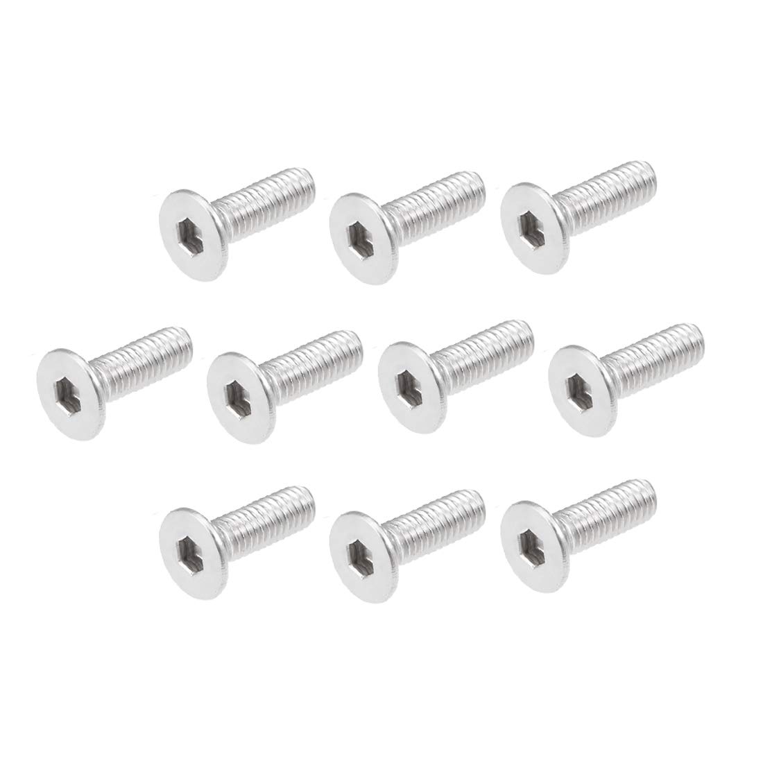 sourcing map M3x10mm Flat Head Machine Screws Inner Hex Screw 304 Stainless Steel Fasteners Bolts 80Pcs