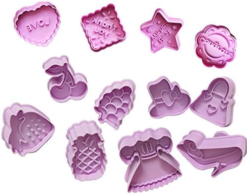 Fruit and Woman's Dress Theme Cookie Cutter ,3D Plunger Cutters Set For Fondant Sugar Cookie Biscuit Pastry Cake Topper Decorating Pack of 12