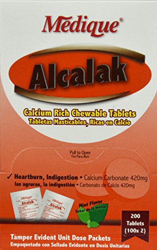10147 Antacid Alcalak Tablets 420mg 100X2 Per Box by Medique Pharmaceuticals -Part no. 10147