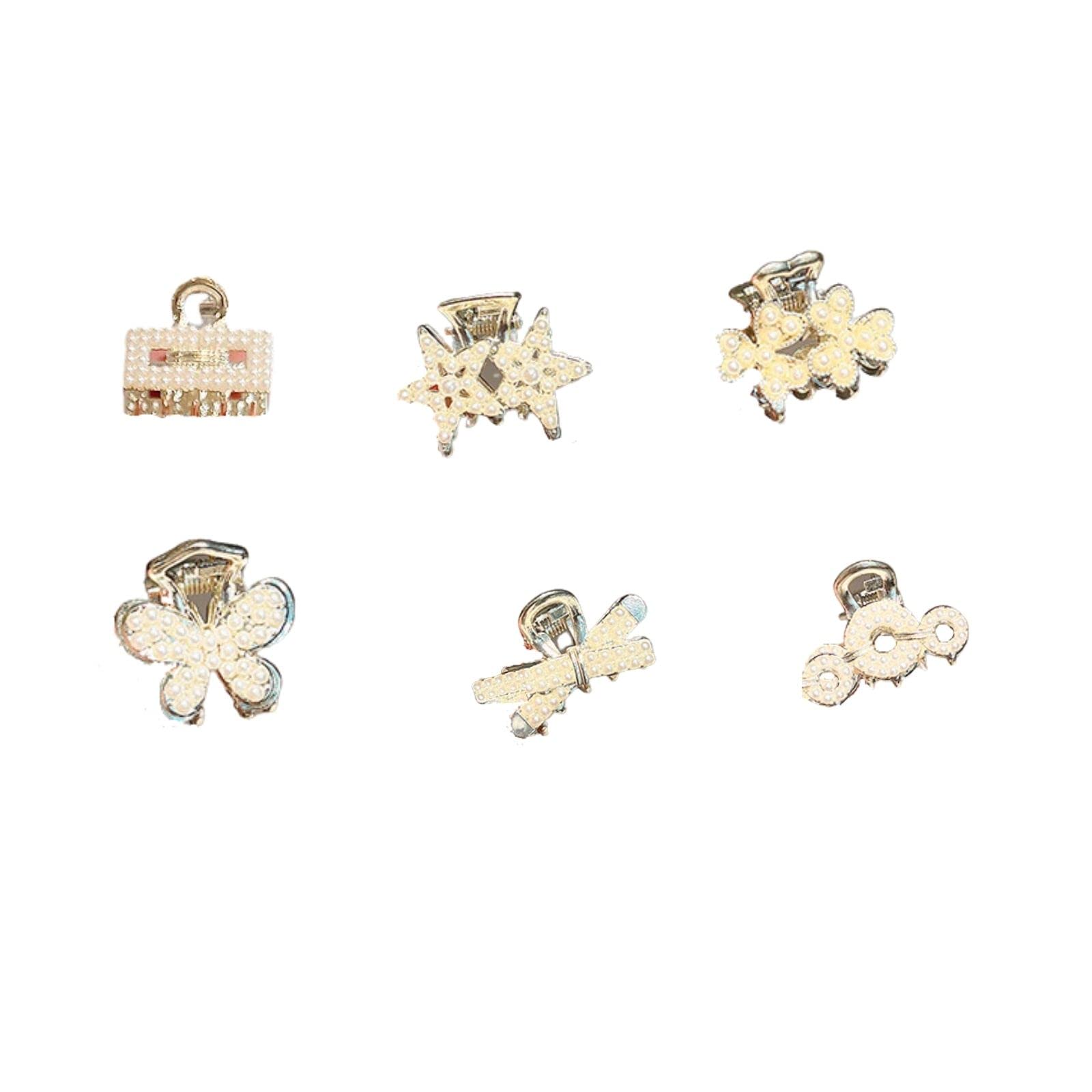 6pcs Pearl Mini Claw Clips - Bangs Styling Claw Clips Cute Hair Accessory Set for Girls and Women (Set2#)
