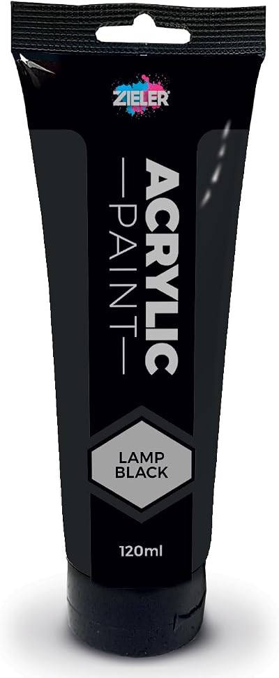 Zieler Lamp Black Acrylic Paint 120ml Easy Squeeze Tube