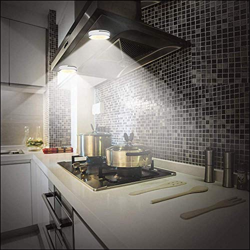 Puck Lights with Remote, Starxing Wireless Led Puck Lights Battery Operated, Led Puck Lights with Remote Control, Led Under Cabinet Lighting, Dimmable Closet Light, Battery Powered, 4000K(Set of 6) - Thumbnail 6