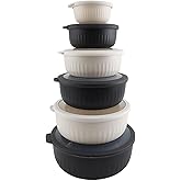 COOK WITH COLOR Prep Bowls with Lids- Wide and Deep Nesting Plastic Small Mixing Bowl Set with Lids, 12 Piece Set - Wide Bowls, Speckled Black