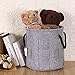 Sea Team 13.4 inches Cross Pattern Felt Storage Basket Nursery Storage Bin Toys Hamper with Rope Handles for Kid's Room, Gray