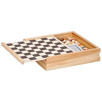 Bakaji Giochi Di Società Da Tavolo 6 In 1 Con Scacchiera Scacchi Dama Shangai Domino Backgammon In Legno E Carte Da Gioco Francesi