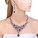 EVER FAITH Deluxe Purple Teardrop Crystal Pendant Necklace Earrings Set Silver-Tone