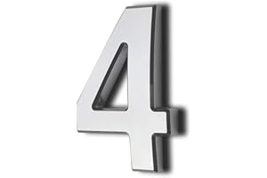4 Inch Mailbox Numbers 4, Door Address Number Stickers 0 to 9 for House/Apartment/Floor, Bronze/Silver, by Hopewan. (4, Silver)