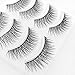 PURELEOR 3D Wispies Clear Band False Eyelashes Bulk Extensions 4 Pairs Natural Long Lashes With Volume for Women's Make Up Handmade Soft Fake Eyelash