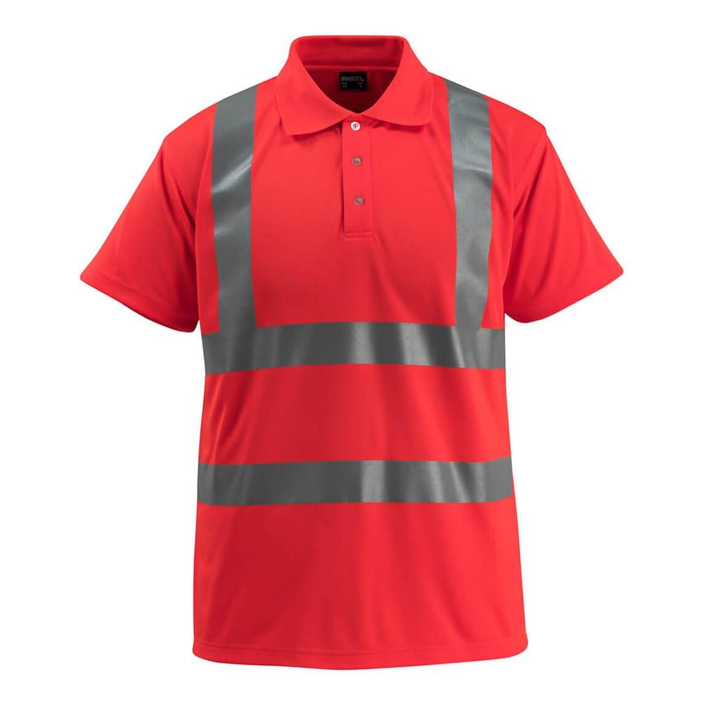 Mascot 50593-976-222 Bowen Safe Light Classic Fit Class 2 Polo Shirt, Size XL, Hi-Vis Red