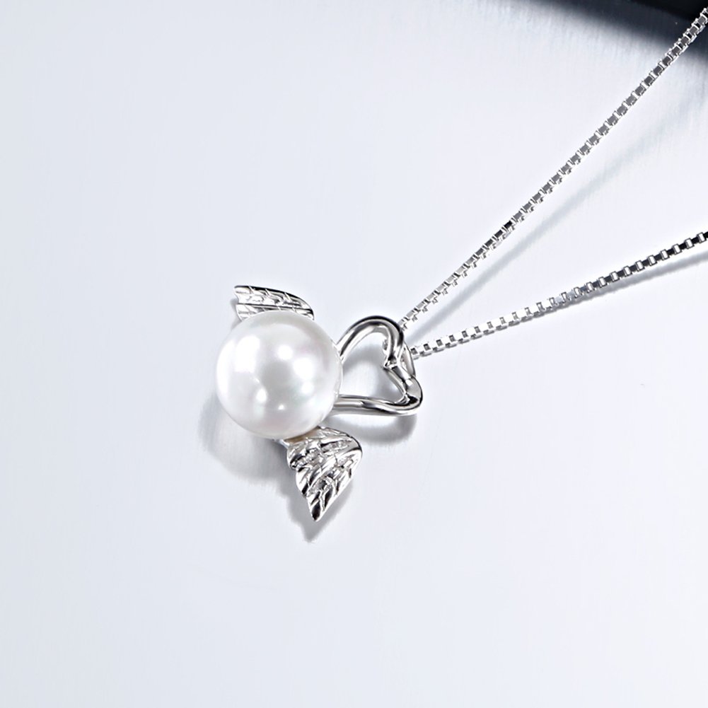 OUXi Sterling Silver Freshwater Look Pearl Pendant Necklace for Women
