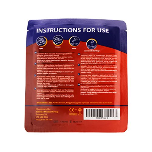 BurnFIX 4" X 4" First Aid Burn Gel Dressing Immediate Pain & Relief