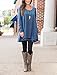 Floral Find Women Long Sleeve A-line Tunic Top Scoop Neck Loose Fit Blouse Shirt Flowy Layered Hem (Blue, XX-Large)