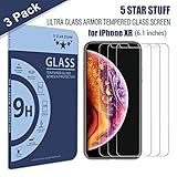 5 Star Screen Protector for iPhone XR LCD Display, Tempered Glass Film 6.1inch, 3 Pack