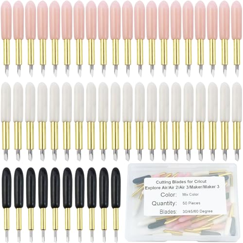 Replacement Cutting Blade Compatible with Explore Air 2/Air 3/Maker/Maker 3, Include 10Pcs Fine Point, 20Pcs Standard Blade, 20Pcs Deep Point Kricut Replacement Blades