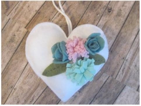 felted heart floral wall door hanging home decor wedding gift tag