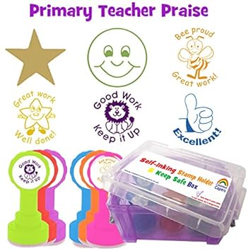Primary Lehrer Lob 6 Stempel Box Set Enthalt Gold Star