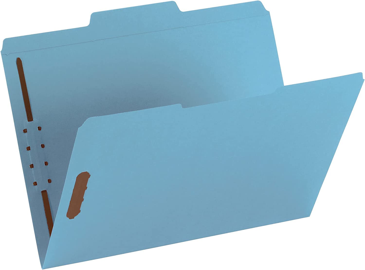 Photo 1 of 100 Blue End tab Fastener File Folders, Reinforced Straight Cut Tab, Durable 2 Prongs for Standard Medical Files, Office Reports, and More, Letter Size, Blue, 100 Pack