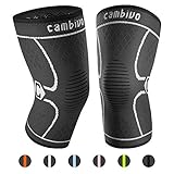 CAMBIVO 2 Pack Knee Brace, Knee Compression Sleeve Support for Running, Arthritis, ACL, Meniscus Tear, Sports, Joint Pain Relief and Injury Recovery (Large, Gray)