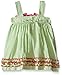 Rare Editions Girls' Green Check Seersucker Dress With Monkey Applique