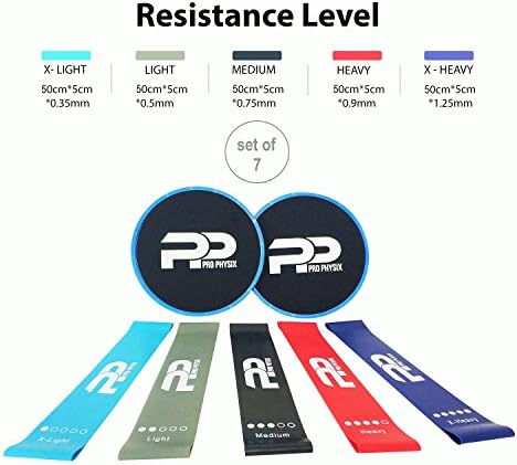 Resistance Bands And Sliders SET (2pcs) Double Sided Gliding Discs Core Gliders For Ab Workout &amp; (5 Pcs) Natural Latex Exercise Loop Bands For Intense Home Workouts To Strengthen Core Legs Butt Glutes