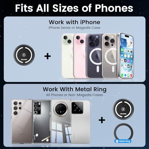 OHLPRO for MagSafe Car Mount Charger iPhone Wireless Car Charger, Stick on Dashboard Magnetic Phone Holder Mount for iPhone 17 Pro Max 16 15 14 Series, 15W Fast Charging, Aluminum Shell