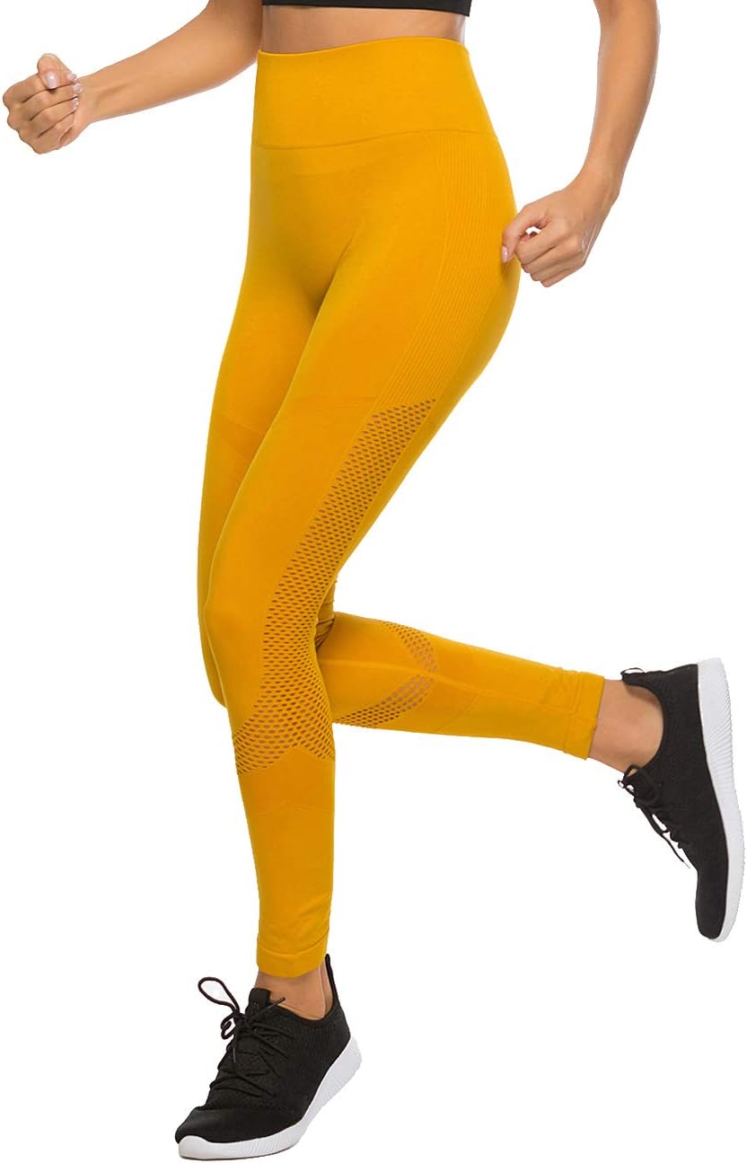 Women's Seamless High Waisted Gym Leggings Unique Design Power Stretch Yoga Pants Running Workout Leggings