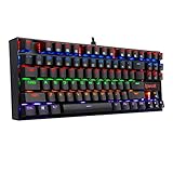 Redragon K552 Mechanical Gaming Keyboard, RGB Rainbow Backlit, 87 Keys, Tenkeyless, Compact Steel Construction with Cherry MX Blue Switches for Windows PC Gamer (Black)