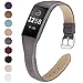 NANW Compatible Fitbit Charge 3 Bands, Slim Genuine Leather Wristband Replacement Accessories Strap for Women Men Compatible Fitbit Charge 3 / Charge 3 SE Small Large