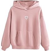 Floerns Girls Heart Graphic Print Oversized Hoodies Long Sleeve Hooded Sweatshirts For Girls Pullover Tops