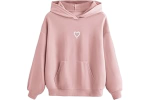 Floerns Girls Heart Graphic Print Oversized Hoodies Long Sleeve Hooded Sweatshirts For Girls Pullover Tops