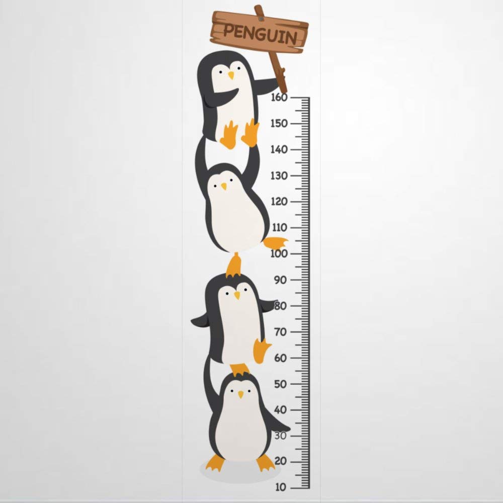 Penguins Height Growth Chart Wall Sticker Removable Mural Bugs Skin 1:1 Scale Record Kids' Growth Vinyl Wall Decals for Livingroom Bedroom Kids Nursery Playroom 66