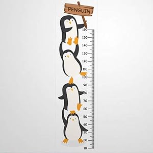 Penguins Height Growth Chart Wall Sticker Removable Mural Bugs Skin 1:1 Scale Record Kids' Growth Vinyl Wall Decals for Livingroom Bedroom Kids Nursery Playroom 66