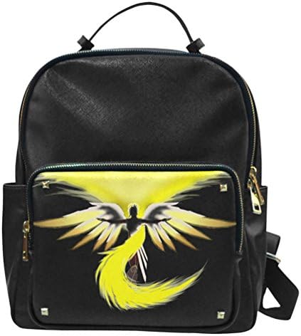 Soft Taiga Leather College Backpack Leisure Bag with Overwatch Mercy Print