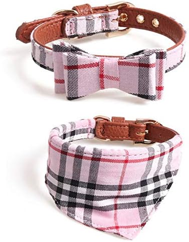 Fourhorse Small Dog and Cat Collars with Cute Flowers Bandana, Adjustable Buckle Soft and Comfortable