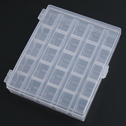 STORE-HOMER - 25 Slots Empty Bobbins Spools Box Sewing Machine Bobbin Case Covers Sewing Goody