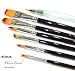 Long Handle Artist Paint Brushes - Set of 6 - Professional Quality. Use with Watercolor, Oil, and Acrylic Paints.