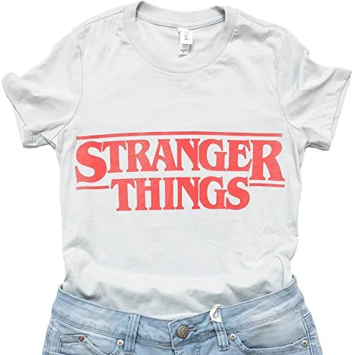 Strange Things 80s TV Show Inspired T-Shirt (Small - Women's, Silver)