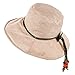 YoungLove Women's Summer Linen Bucket Sun Hat with Wooden Bead, Beige