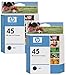 HP No. 45 Black Ink Cartridge Twin Pack (51645A)