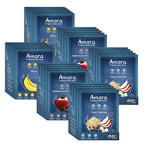 Amara Baby Food, Anti Inflammatory Baby Food Pack for Healthy Digestion, Helps Promote Healthy Tummy, Stage 1 & 2 Fruits and Veggies, No Additives (34 Pouches)